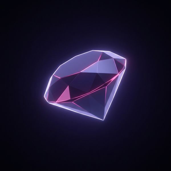 Faceted crystal gem glowing with neon rim-light