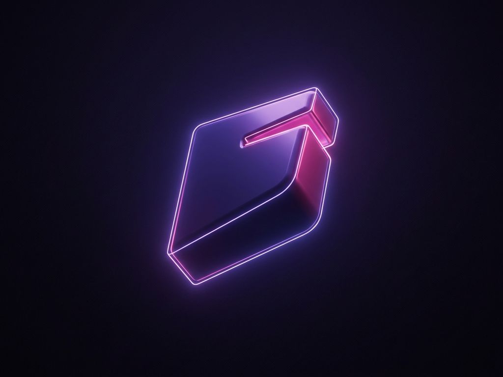 Abstract geometric form glowing with neon rim-light